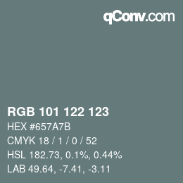 Farbcode: RGB 101 122 123 | qconv.com