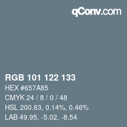 Color code: RGB 101 122 133 | qconv.com