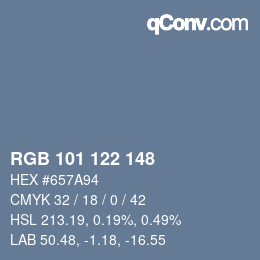 Color code: RGB 101 122 148 | qconv.com