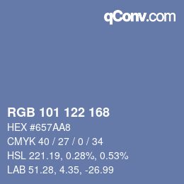 Color code: RGB 101 122 168 | qconv.com