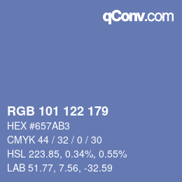 Color code: RGB 101 122 179 | qconv.com