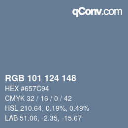 カラーコード: RGB 101 124 148 | qconv.com