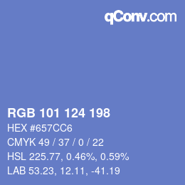 Color code: RGB 101 124 198 | qconv.com