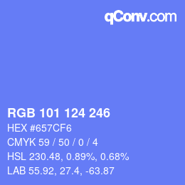 Color code: RGB 101 124 246 | qconv.com