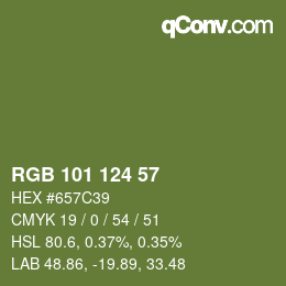 颜色代码: RGB 101 124 57 | qconv.com