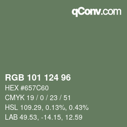 Farbcode: RGB 101 124 96 | qconv.com