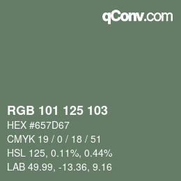 Color code: RGB 101 125 103 | qconv.com