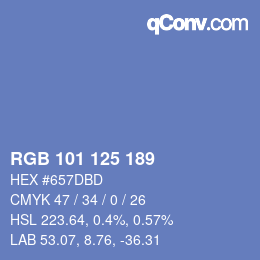 Color code: RGB 101 125 189 | qconv.com