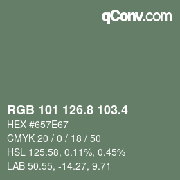 カラーコード: RGB 101 126.8 103.4 | qconv.com