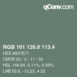 カラーコード: RGB 101 126.8 113.4 | qconv.com