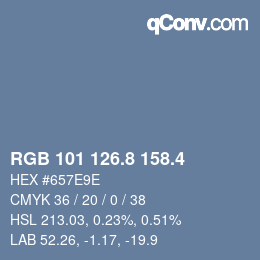 カラーコード: RGB 101 126.8 158.4 | qconv.com