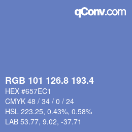 カラーコード: RGB 101 126.8 193.4 | qconv.com