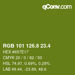 カラーコード: RGB 101 126.8 23.4 | qconv.com