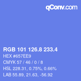 カラーコード: RGB 101 126.8 233.4 | qconv.com