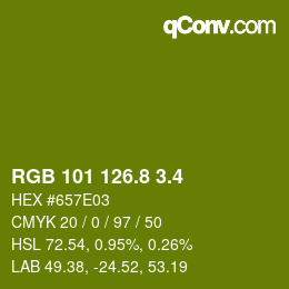 カラーコード: RGB 101 126.8 3.4 | qconv.com