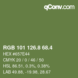 カラーコード: RGB 101 126.8 68.4 | qconv.com