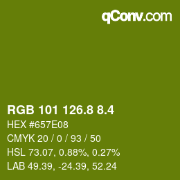 カラーコード: RGB 101 126.8 8.4 | qconv.com