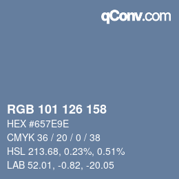 Color code: RGB 101 126 158 | qconv.com