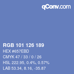 Color code: RGB 101 126 189 | qconv.com