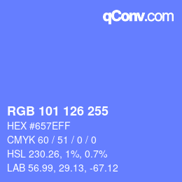 Color code: RGB 101 126 255 | qconv.com