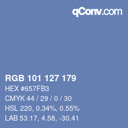 Farbcode: RGB 101 127 179 | qconv.com