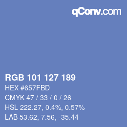 Color code: RGB 101 127 189 | qconv.com