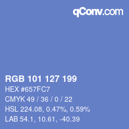 Color code: RGB 101 127 199 | qconv.com