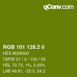 カラーコード: RGB 101 128.2 0 | qconv.com