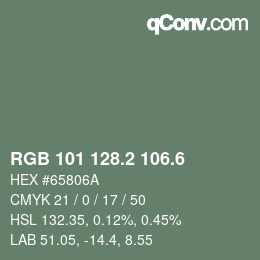 カラーコード: RGB 101 128.2 106.6 | qconv.com