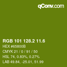 カラーコード: RGB 101 128.2 11.6 | qconv.com