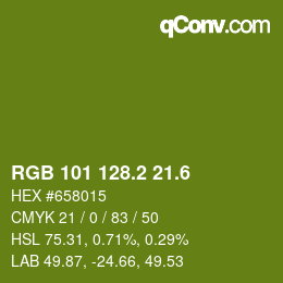 カラーコード: RGB 101 128.2 21.6 | qconv.com