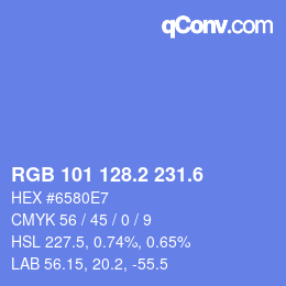 カラーコード: RGB 101 128.2 231.6 | qconv.com