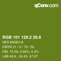 カラーコード: RGB 101 128.2 26.6 | qconv.com