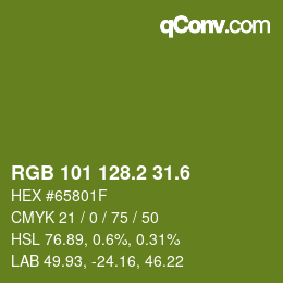 カラーコード: RGB 101 128.2 31.6 | qconv.com