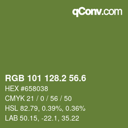 カラーコード: RGB 101 128.2 56.6 | qconv.com