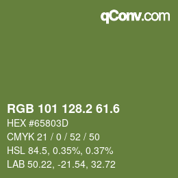 カラーコード: RGB 101 128.2 61.6 | qconv.com