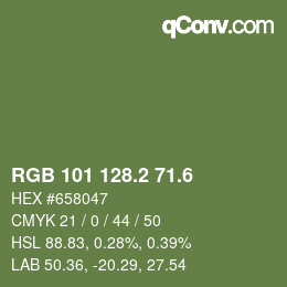 カラーコード: RGB 101 128.2 71.6 | qconv.com