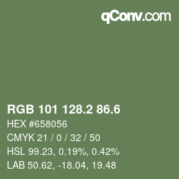カラーコード: RGB 101 128.2 86.6 | qconv.com