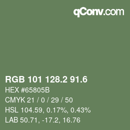 カラーコード: RGB 101 128.2 91.6 | qconv.com