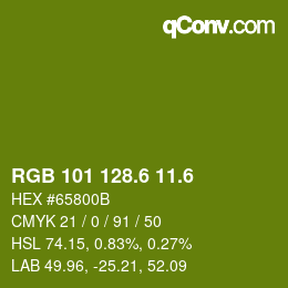 カラーコード: RGB 101 128.6 11.6 | qconv.com