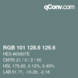 カラーコード: RGB 101 128.6 126.6 | qconv.com