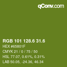 カラーコード: RGB 101 128.6 31.6 | qconv.com