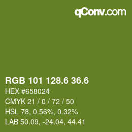 カラーコード: RGB 101 128.6 36.6 | qconv.com