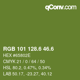 カラーコード: RGB 101 128.6 46.6 | qconv.com
