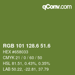 カラーコード: RGB 101 128.6 51.6 | qconv.com
