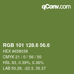 カラーコード: RGB 101 128.6 56.6 | qconv.com