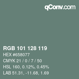 カラーコード: RGB 101 128 119 | qconv.com