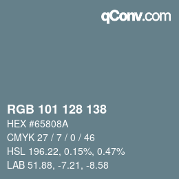 Color code: RGB 101 128 138 | qconv.com