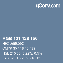 Color code: RGB 101 128 156 | qconv.com