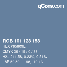 Color code: RGB 101 128 158 | qconv.com